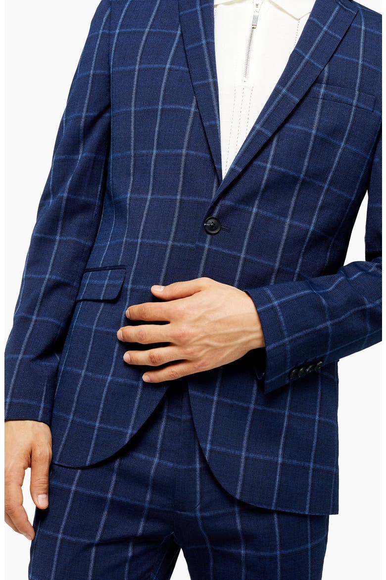 Page Windowpane Check Super Skinny Suit Jacket, Alternate, color, BLUE