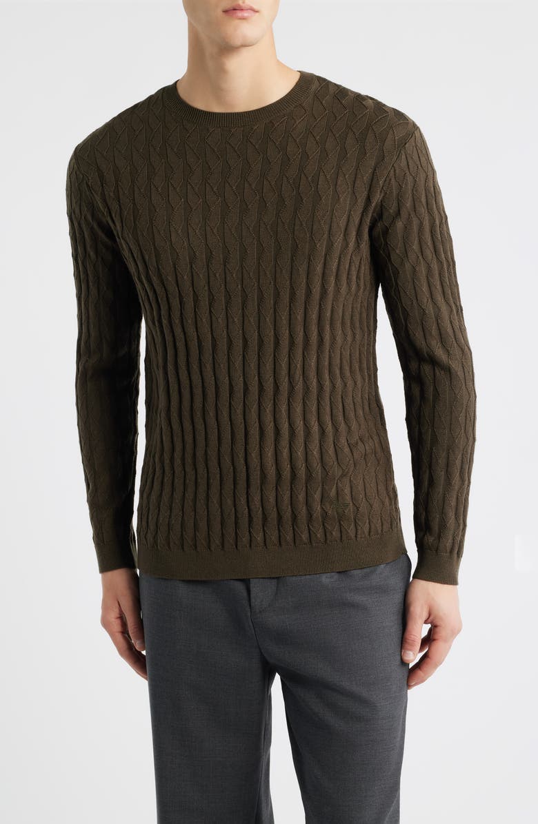 Emporio Armani Texture Knit Sweater, Main, color, Green