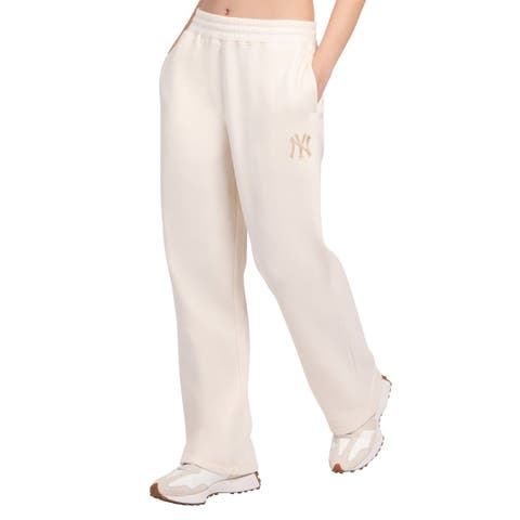 Women's Starter  Cream New York Yankees Pastel High Waisted Fleece Pants