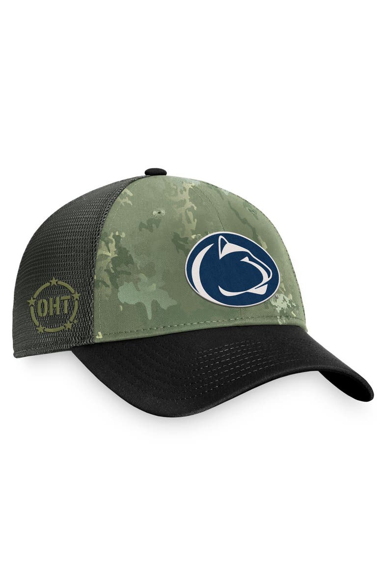 Men's Top of the World Hunter Green/Gray Penn State Nittany Lions OHT Military Appreciation Unit Trucker Adjustable Hat, Main, color, Hunter Green