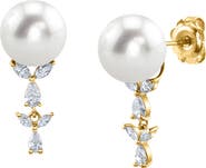 The Pearl Source White South Sea Pearl & Diamond Kiara Earrings