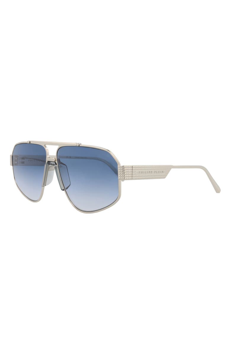 PHILIPP PLEIN 63mm Aviator Sunglasses, Alternate, color, Palladium Palladium Blue