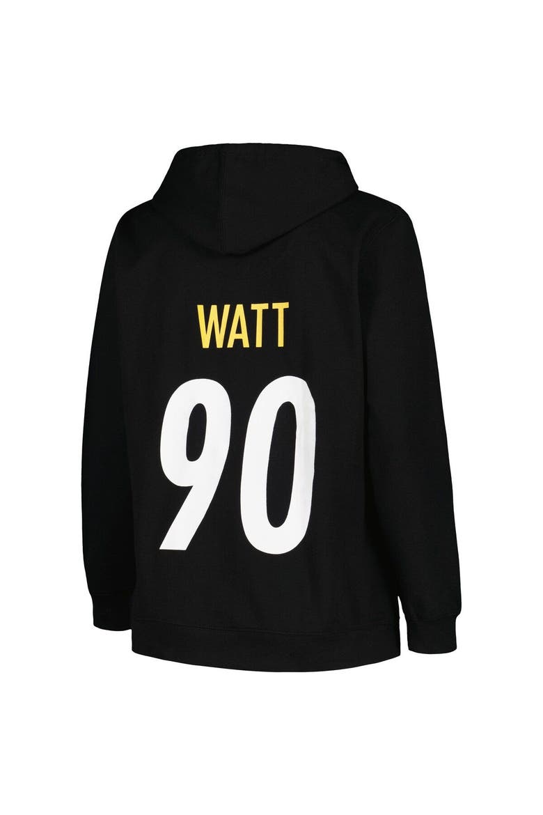 Women's Profile T.J. Watt Black Pittsburgh Steelers Plus Size Player Name & Number Pullover Hoodie, Alternate, color, Black