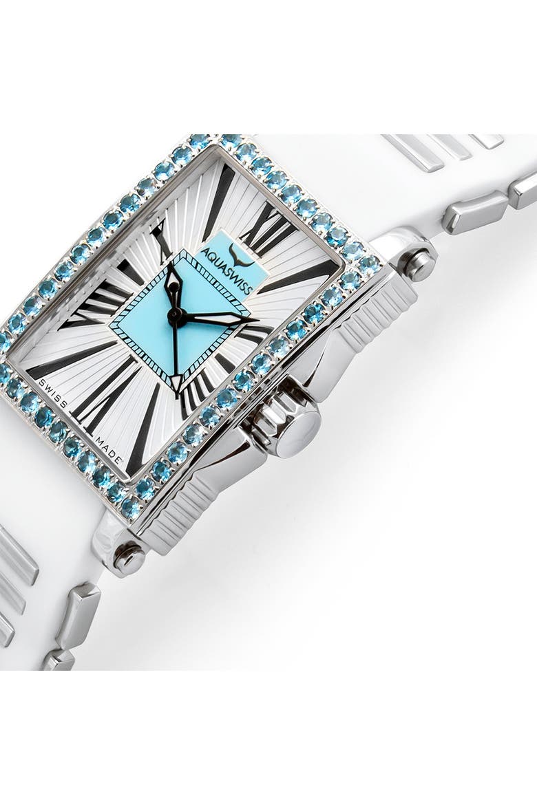 Kelly Crystal Silicone Strap Watch, 44.5mm, Alternate, color, WHITE-BLUE