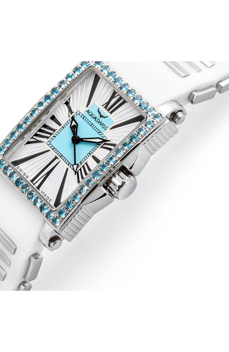 AQUASWISS Kelly Crystal Silicone Strap Watch, 44.5mm, Alternate, color,
