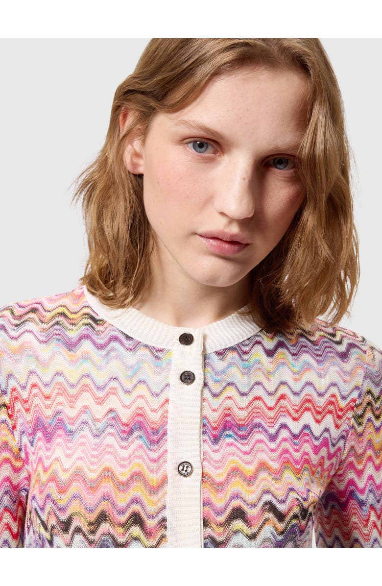 Missoni Slim-fit Crewneck Buttoned Cardigan, Alternate, color, Pink & Multicoloured