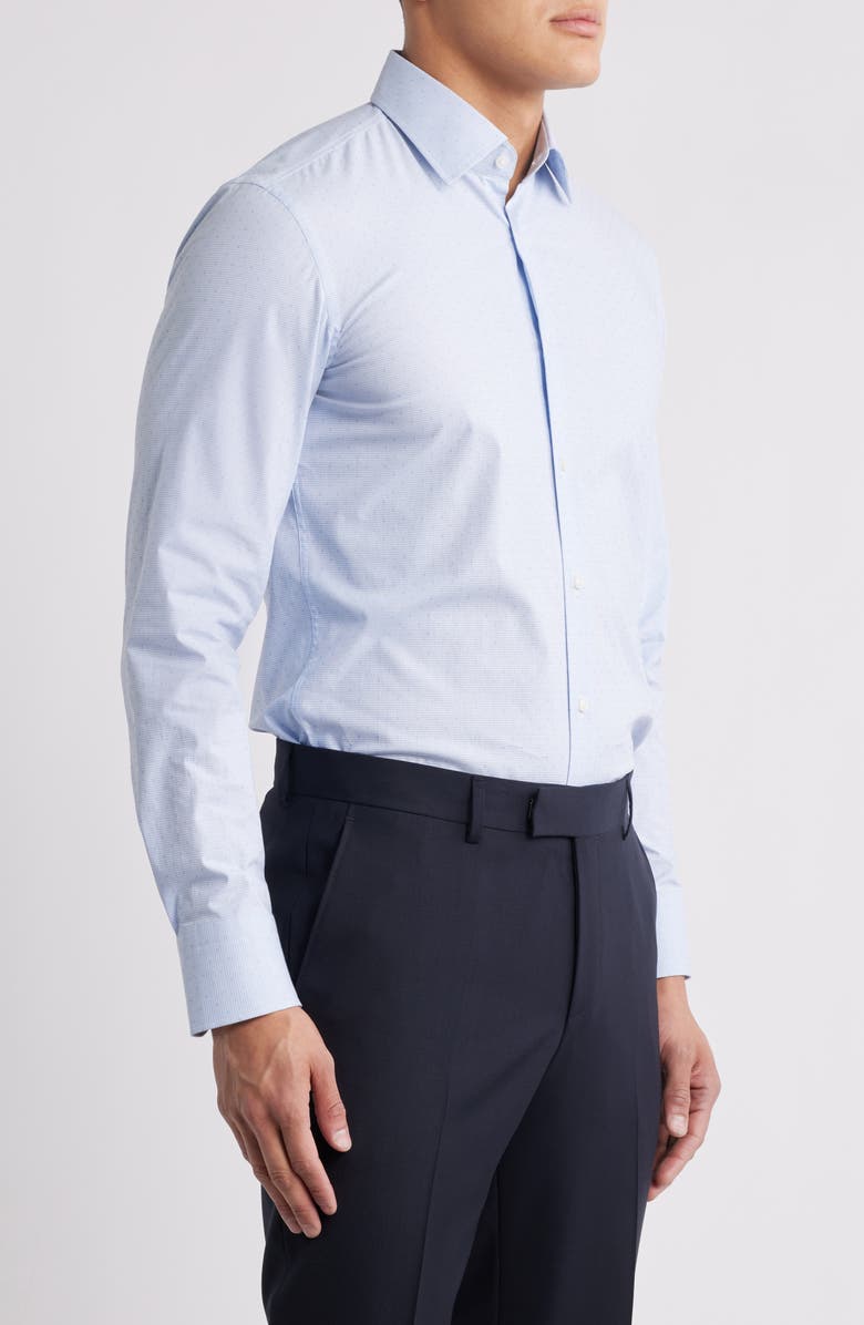 BOSS Hank Kent Slim Fit Performance Stretch Cotton Dress Shirt, Alternate, color, Medium Blue