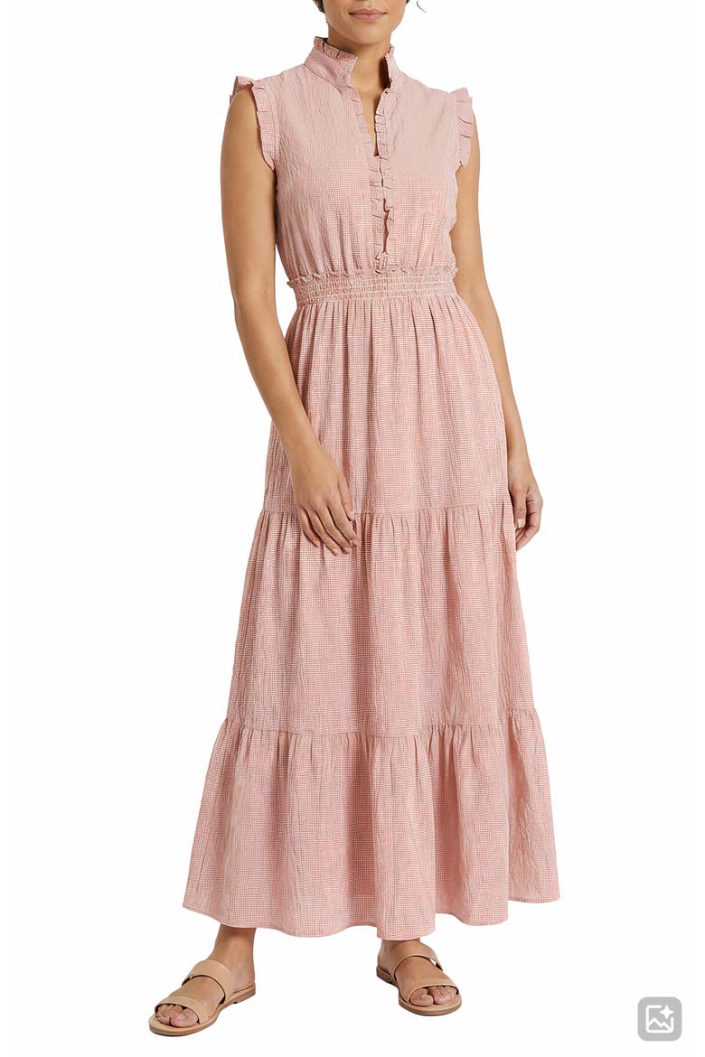 Ruffle Tiered Maxi Sundress, Main, color, ROSE/ CREAM