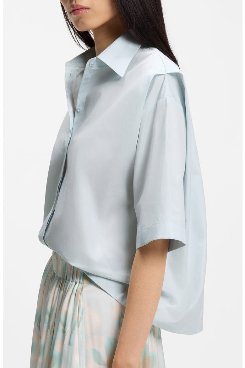 Bimina Crop Short Sleeve Button-Up Shirt, Alternate, color, PALE LAGOON