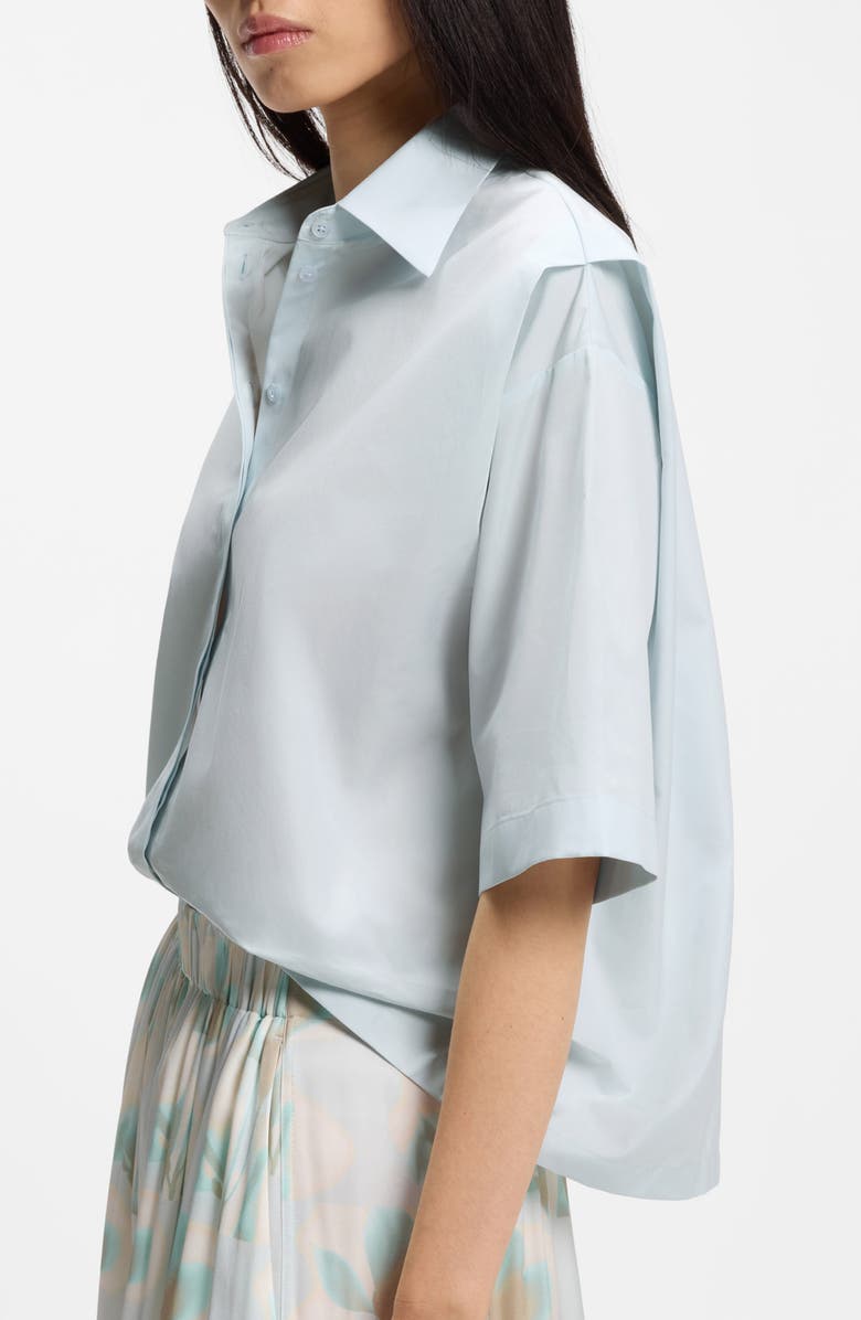 BOSS Bimina Crop Short Sleeve Button-Up Shirt, Alternate, color, Pale Lagoon
