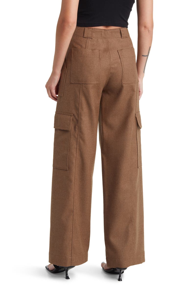 x EmRata Amia Wide Leg Wool Cargo Pants, Alternate, color, UMBER