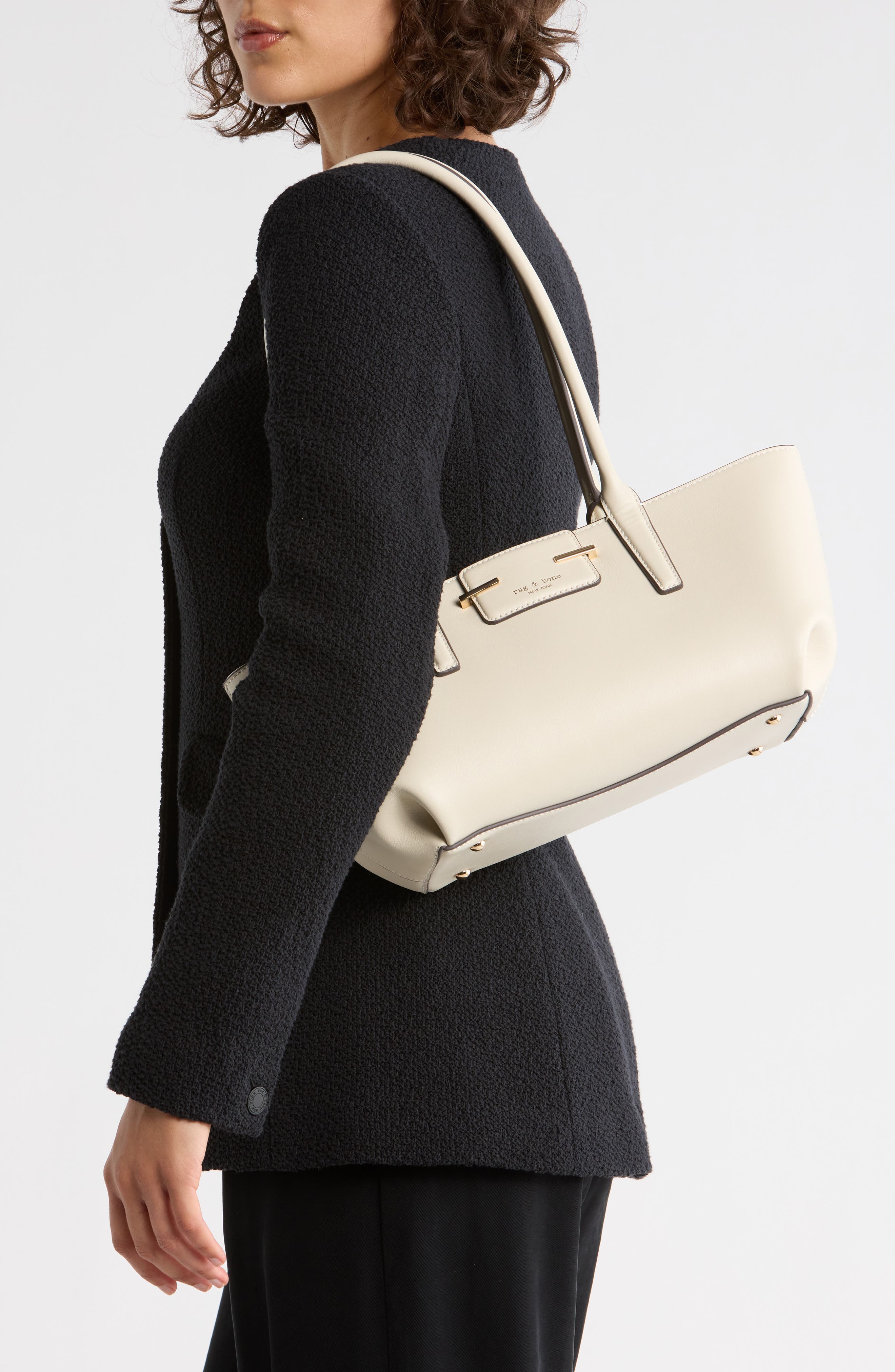 rag & bone Realm Leather Satchel, Alternate, color, Antique White