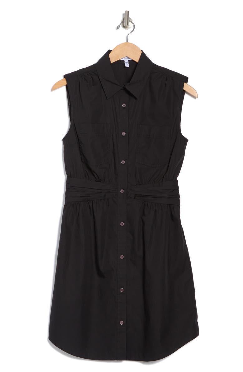 Derek Lam 10 Crosby Cora Sleeveless Cotton Shirtdress, Alternate, color, Black