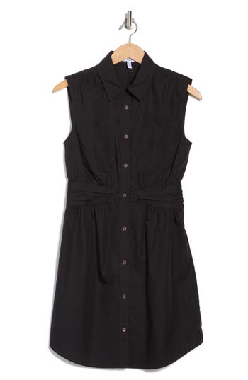 Derek Lam 10 Crosby Cora Sleeveless Cotton Shirtdress In Black
