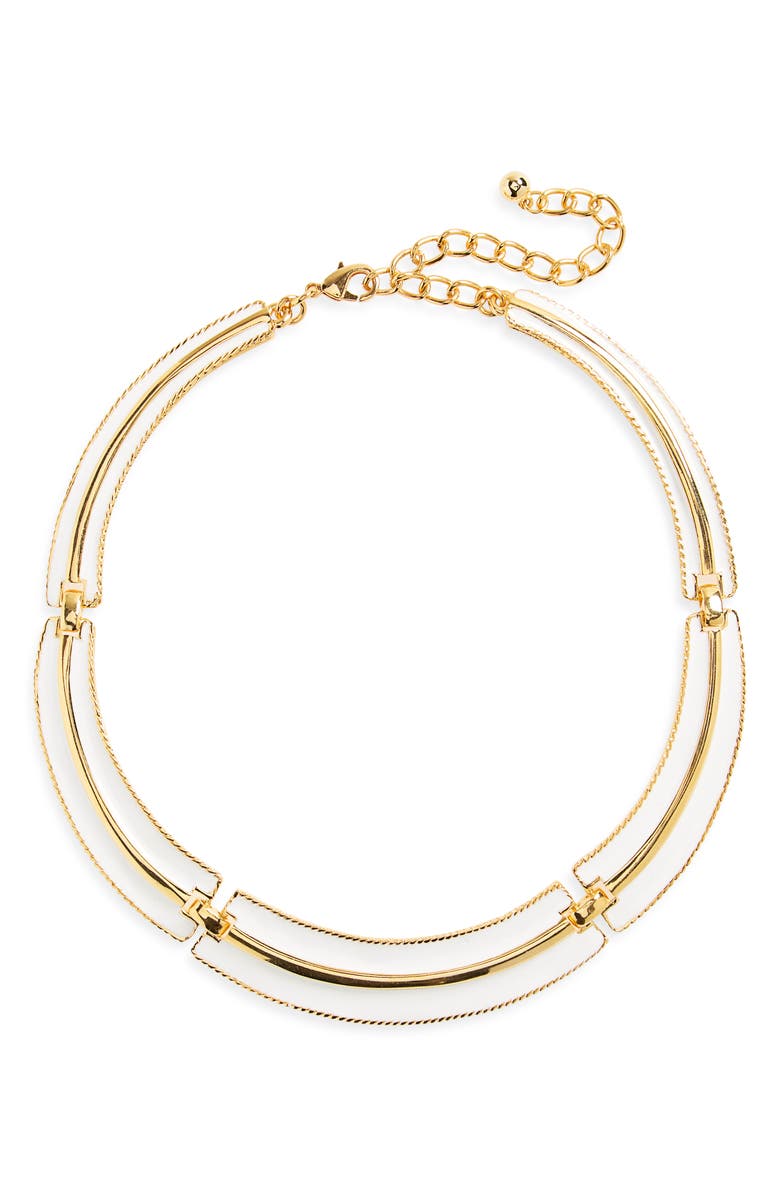Kenneth Jay Lane Enamel Bib Necklace, Main, color, White