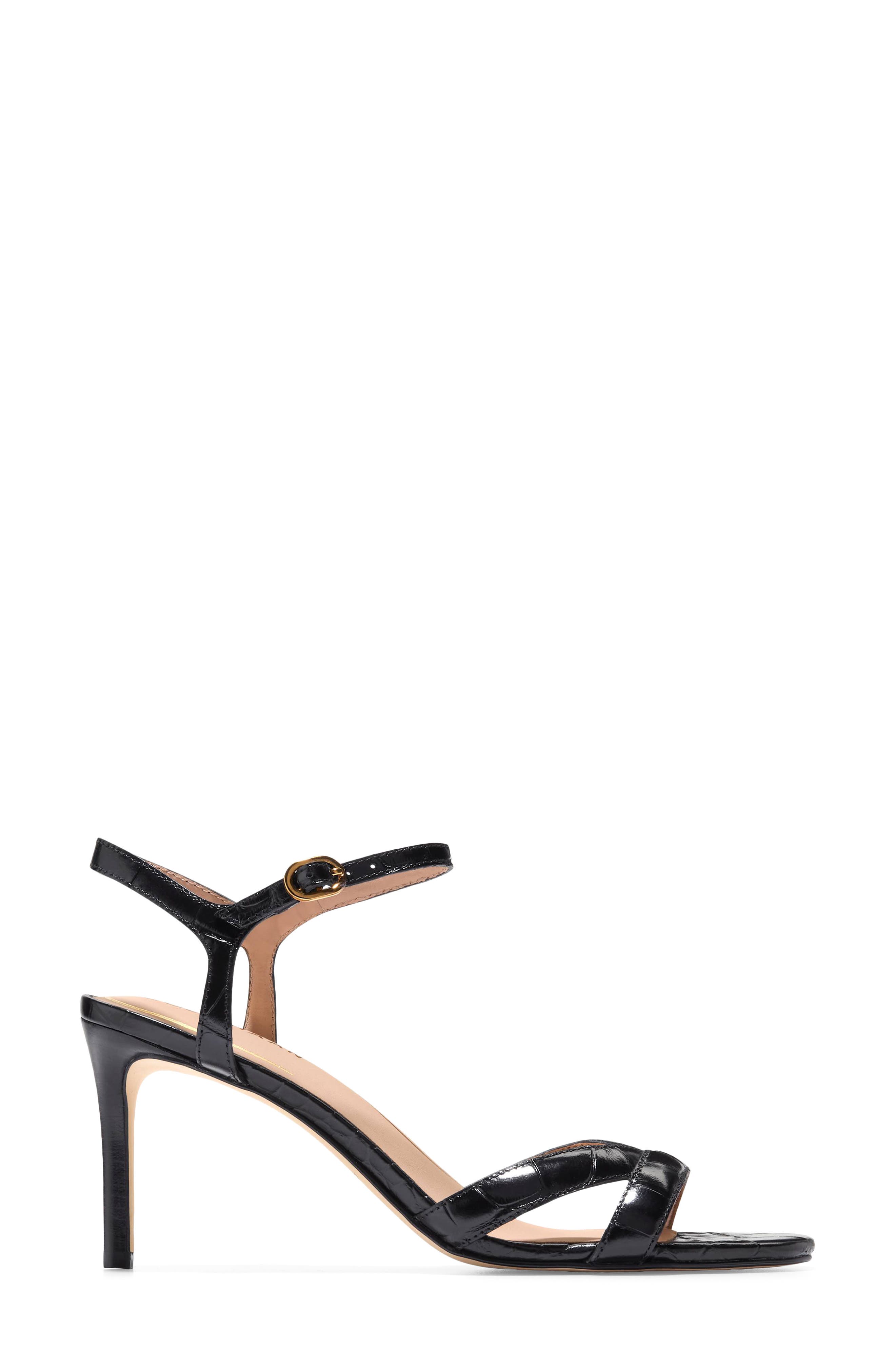 Cole Haan Constantina Ankle Strap Sandal, Alternate, color, Black Croco Print Lea