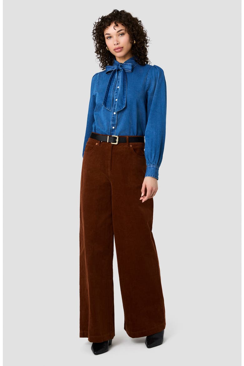 Zaves Cotton Chambray Bow Shirt, Alternate, color, LIGHT VINTAGE
