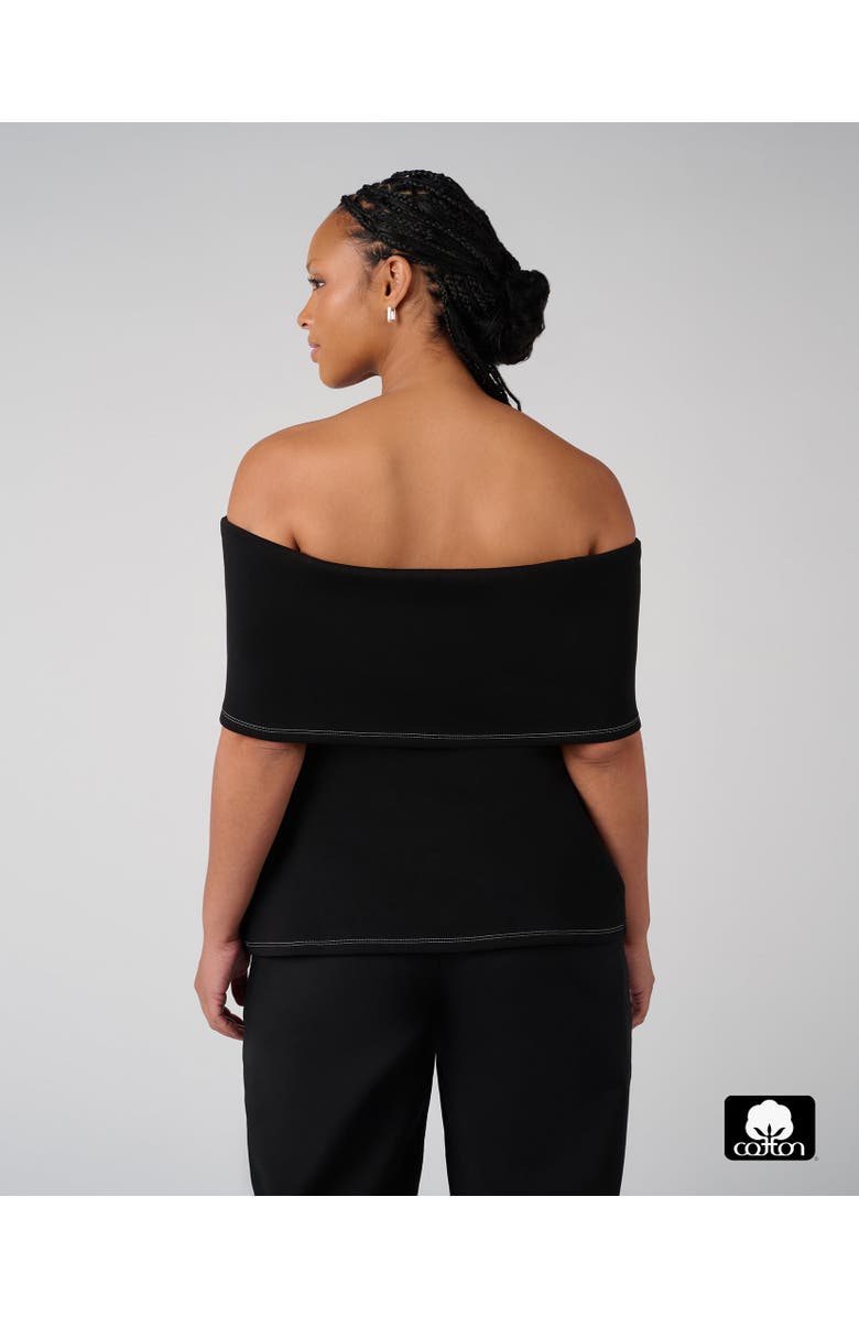 WeWoreWhat Off Shoulder Fold Over Top, Alternate, color, Black