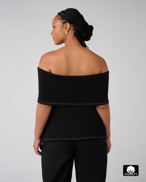 Weworewhat Off Shoulder Fold Over Top In Black