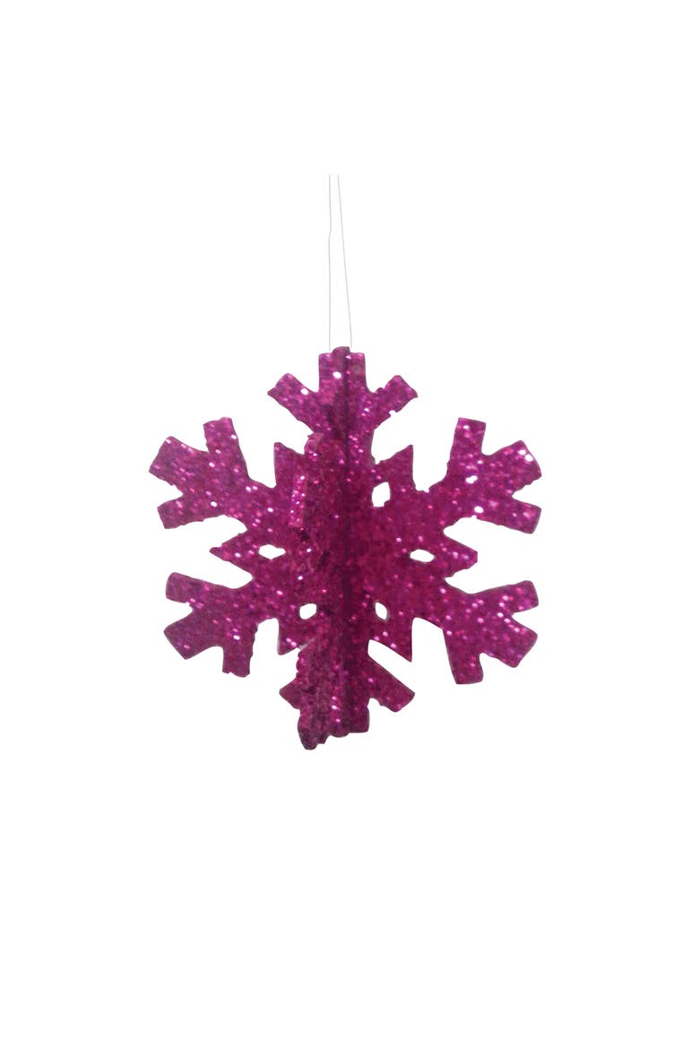 Glitter 3D Purple Snowflake Christmas Xmas Ornament, Main, color, Purple