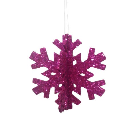 Glitter 3D Purple Snowflake Christmas Xmas Ornament