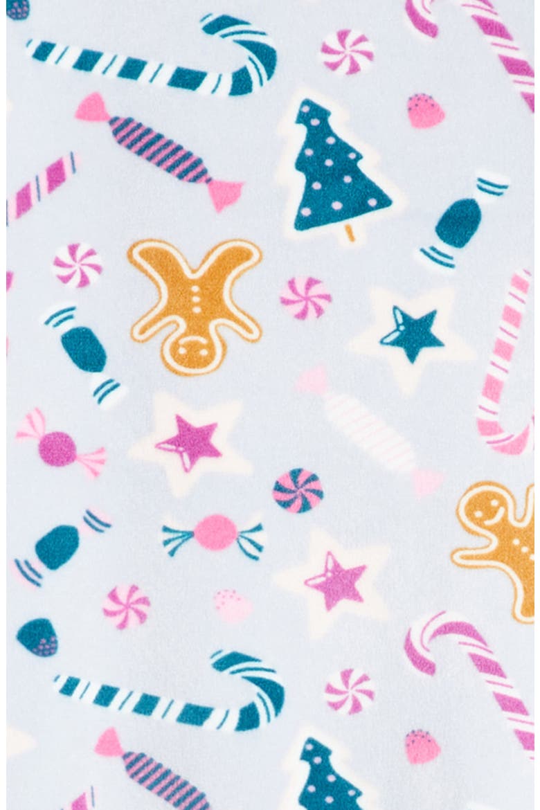 Kids' Print Fitted Fleece Two-Piece Pajama Set, Alternate, color, PURPLE HOLIDAY TREATS