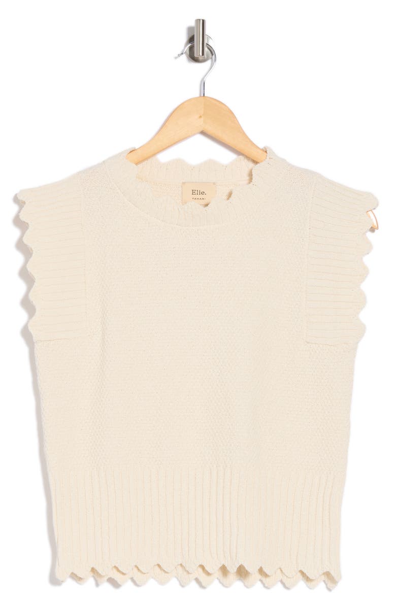 ELIE ELIE TAHARI Scallop Edge Sweater, Alternate, color, Ivory