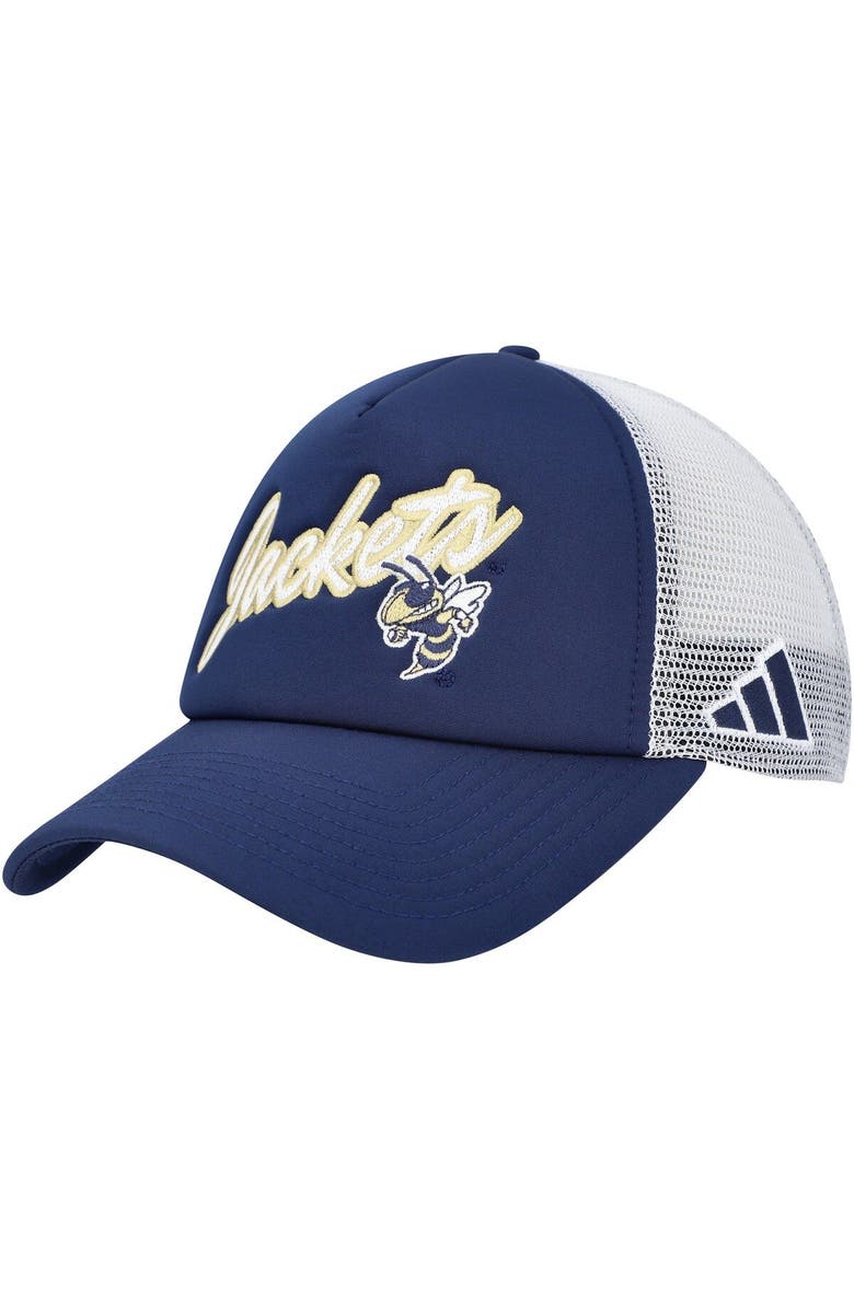 adidas Men's adidas Navy Georgia Tech Yellow Jackets Script Trucker Snapback Hat, Main, color, Navy
