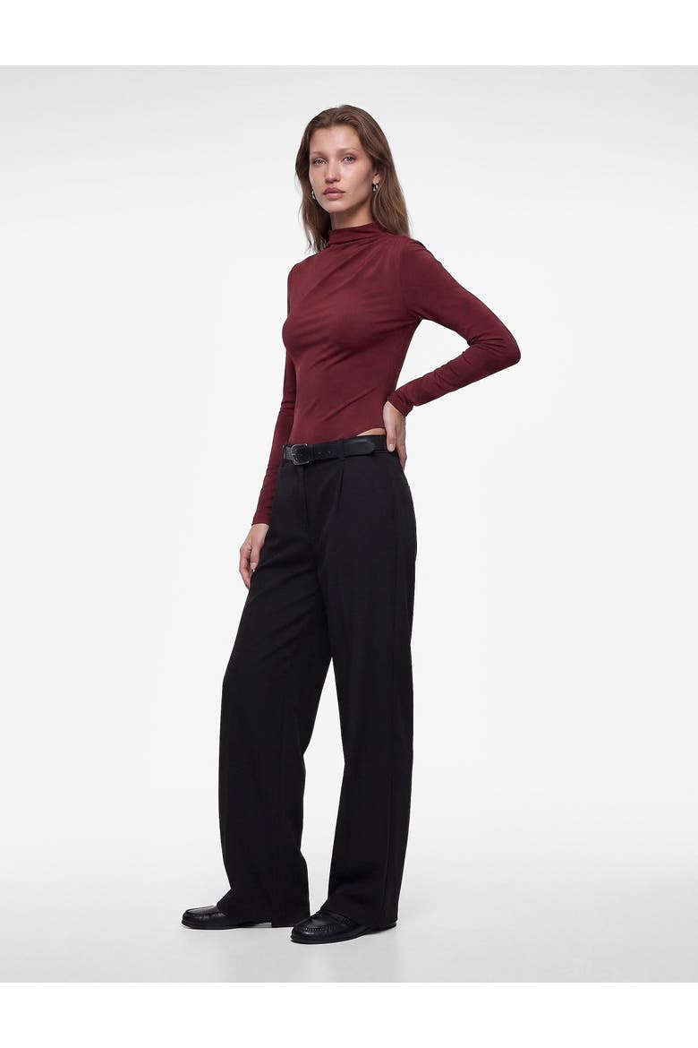Long Sleeve High Neck Bodysuit, Alternate, color, BORDEUX