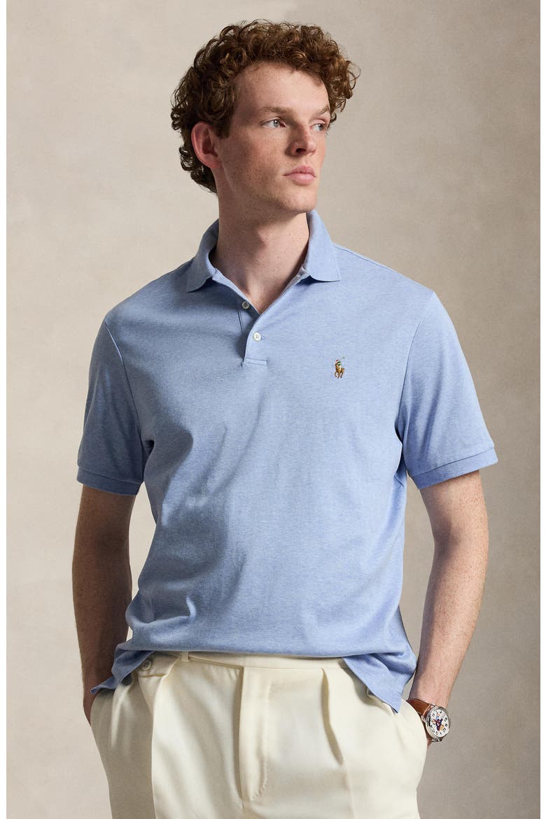 Solid Cotton Jersey Polo, Alternate, color, BLUE HTR