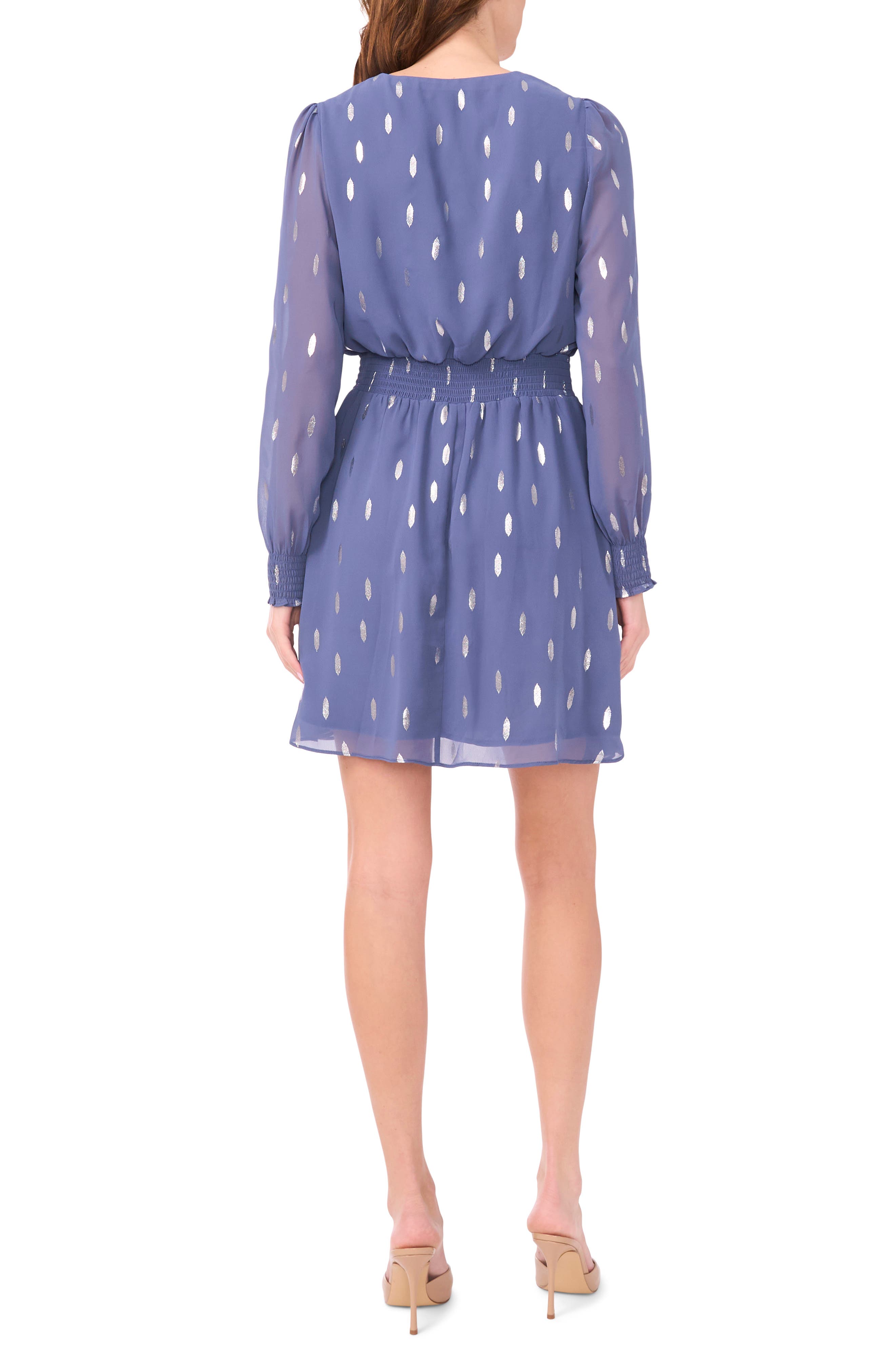 Metallic Spot Smocked Waist Dress - image 2