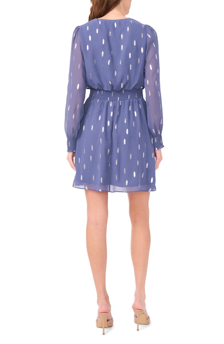 Halogen<sup>®</sup> Metallic Spot Smocked Waist Dress, Alternate, color, Vintage Indigo