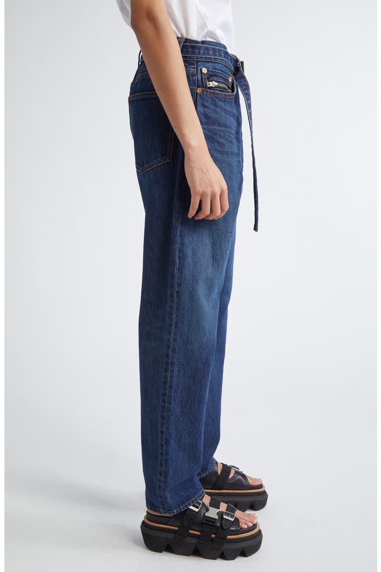 Belted Straight Leg Jeans, Alternate, color, BLUE 401