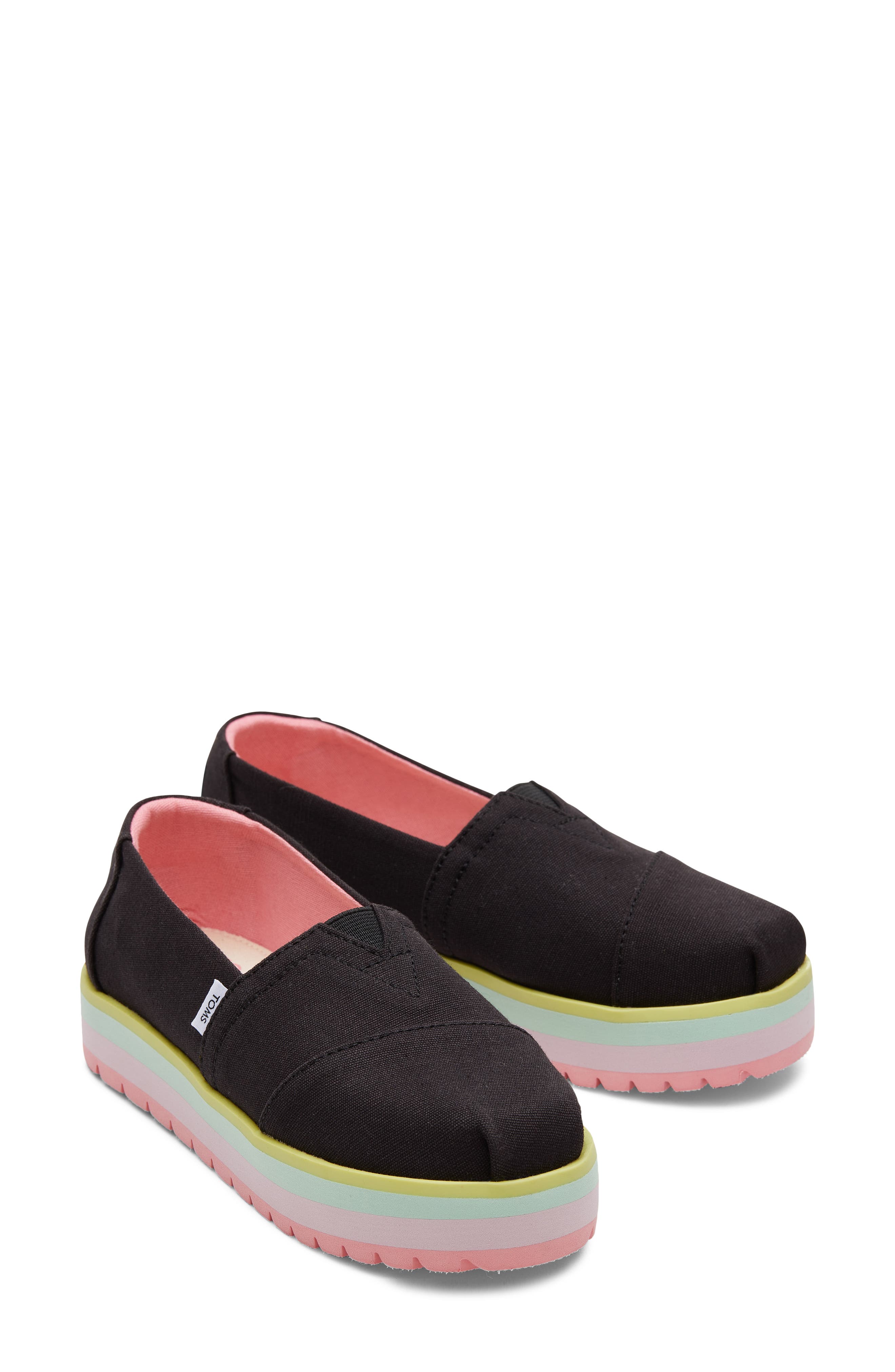 TOMS Kids' Classic Alpargata Platform Slip-On, Alternate, color, 