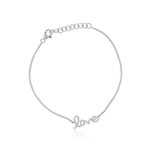 The Lovery Fine Jewelry Diamond Script Love Bracelet In Metallic