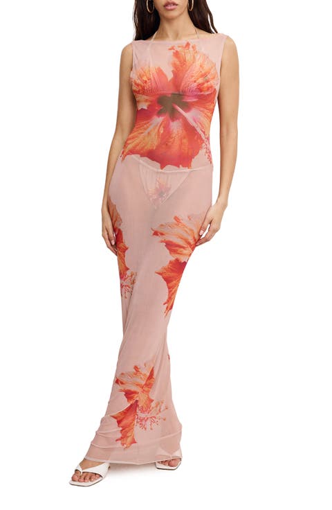 Gauze Mesh Cover-Up Maxi Dress (Regular & Plus)