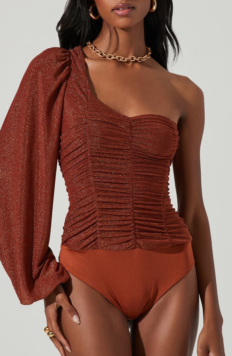 ASTR the Label Marta One Sleeve Top, Alternate, color, Rust Metallic