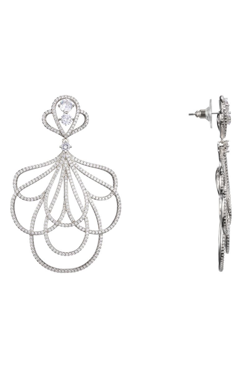Nina Layered Petal Pavé Earrings, Main, color, 