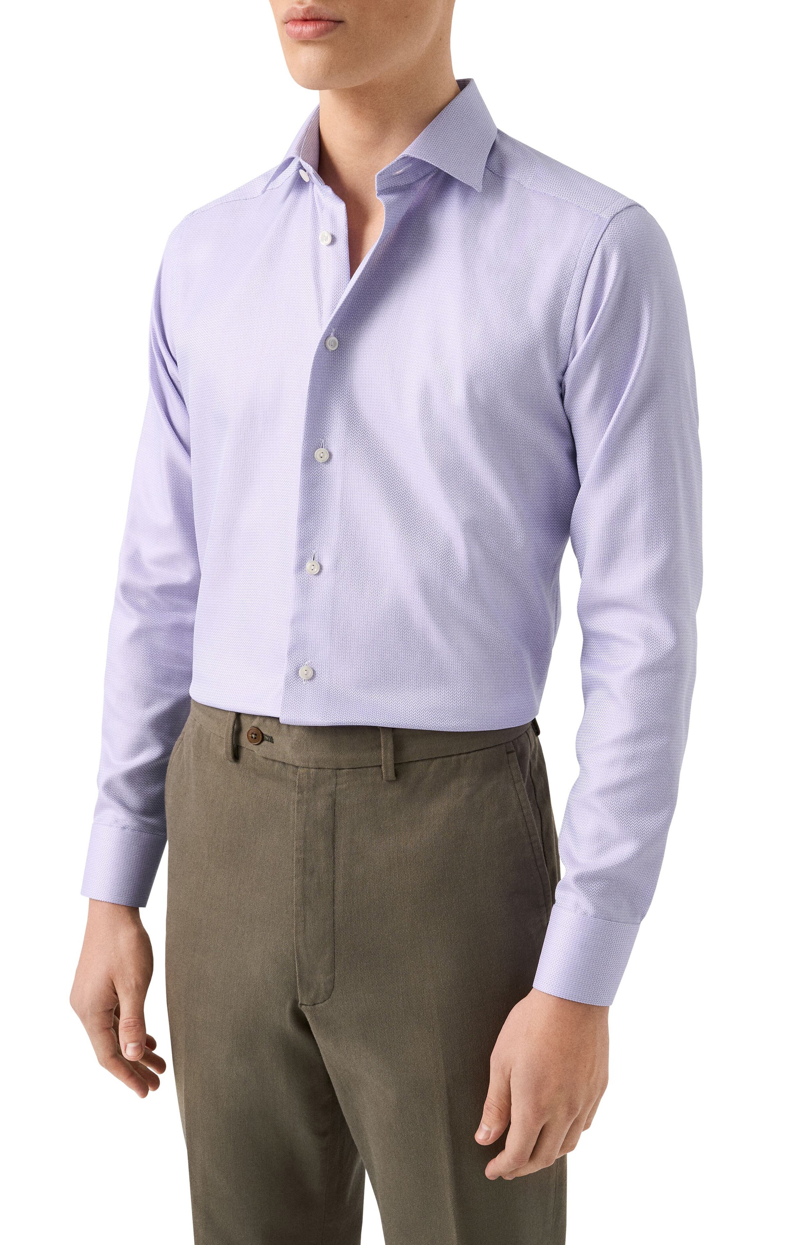 Eton Contemporary Fit Herringbone Dress Shirt