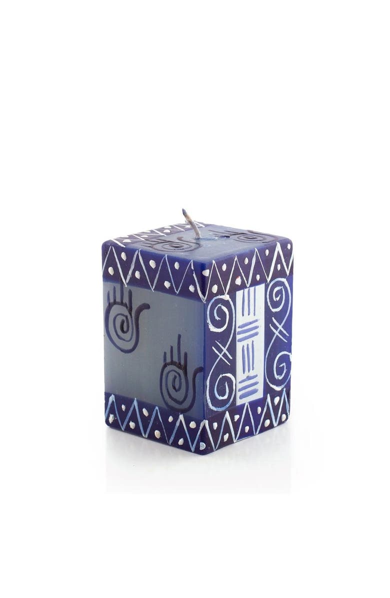 Thumbprint Artifacts Hamsa Painted Cube Candle, Main, color, Hamsa - 2X2x3"
