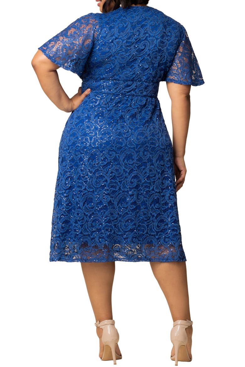 Starry Sequin Lace Fit & Flare Cocktail Dress, Alternate, color, SAPPHIRE