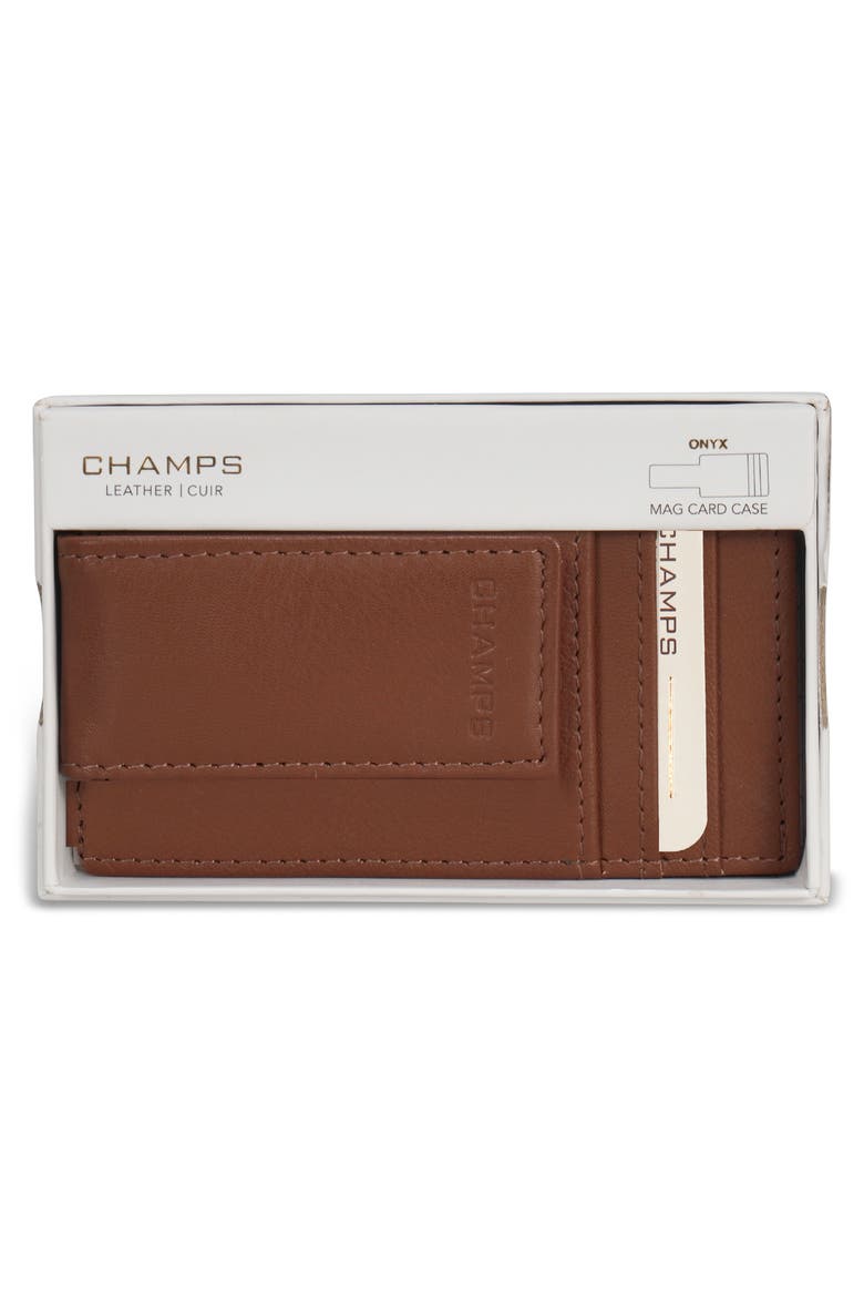 Leather Magnetic RFID Card Case, Alternate, color, BROWN
