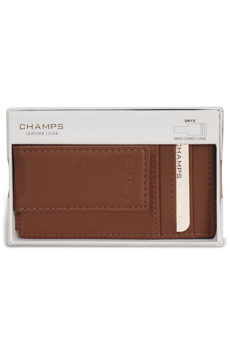 CHAMPS Leather Magnetic RFID Card Case, Alternate, color, Brown