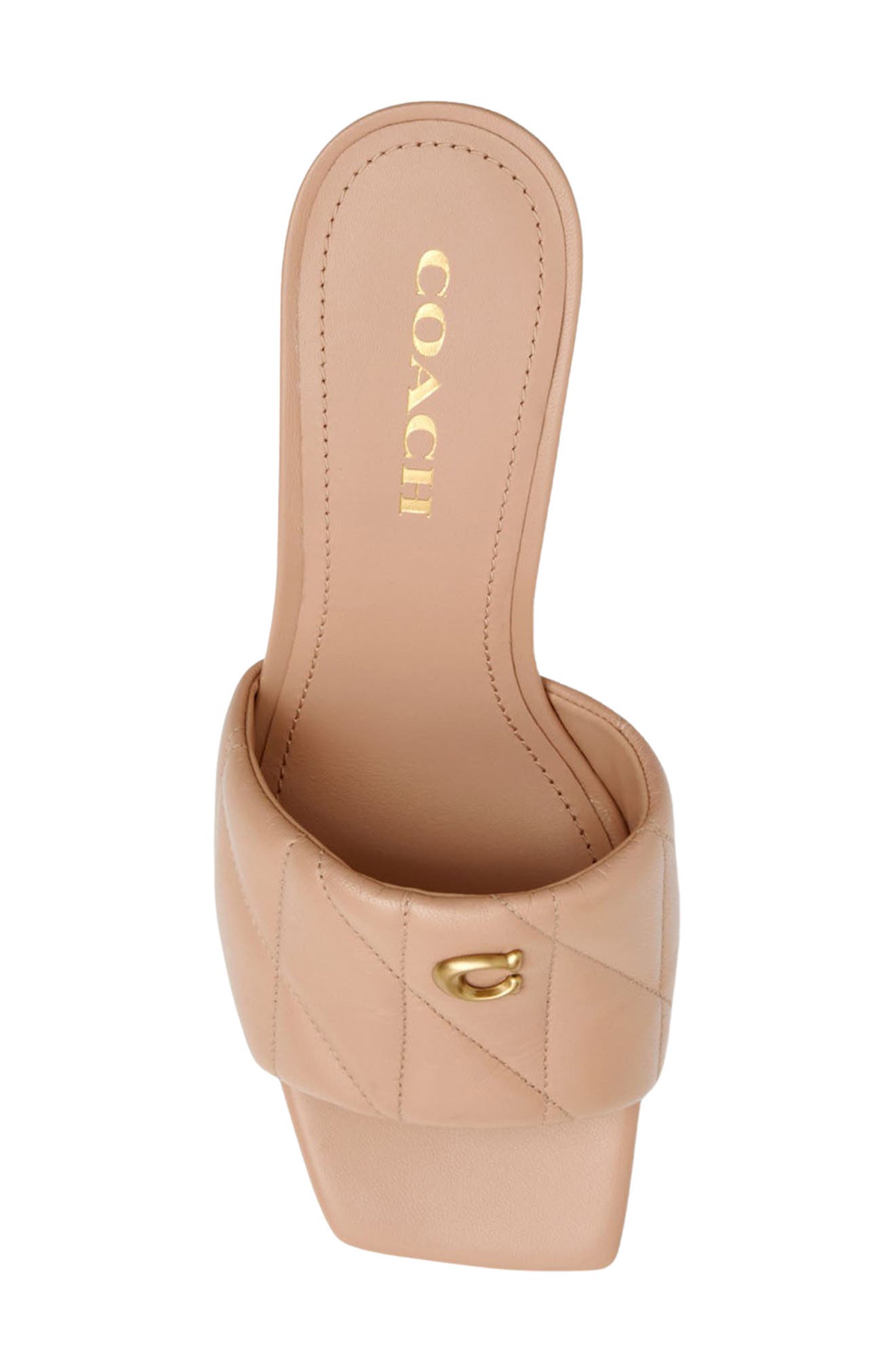 Emma Quilted Wedge Slide Sandal, Alternate, color, BUFF