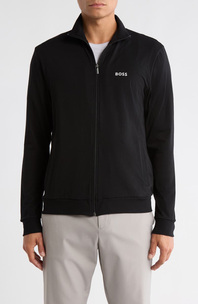 BOSS Peter Stretch Cotton Track Jacket, Main, color, Black
