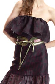 Cynthia Rowley Organza Mesh Flounce Tube Top