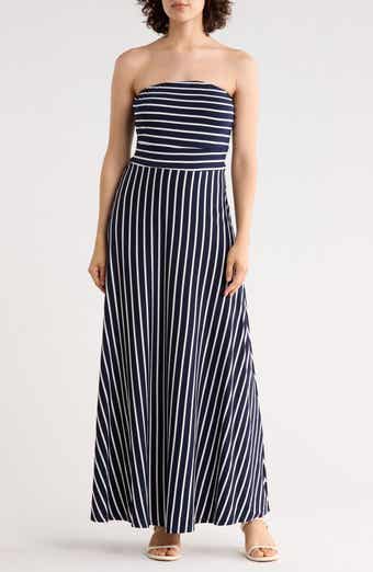 WEST KEI Striped Strapless Maxi Dress