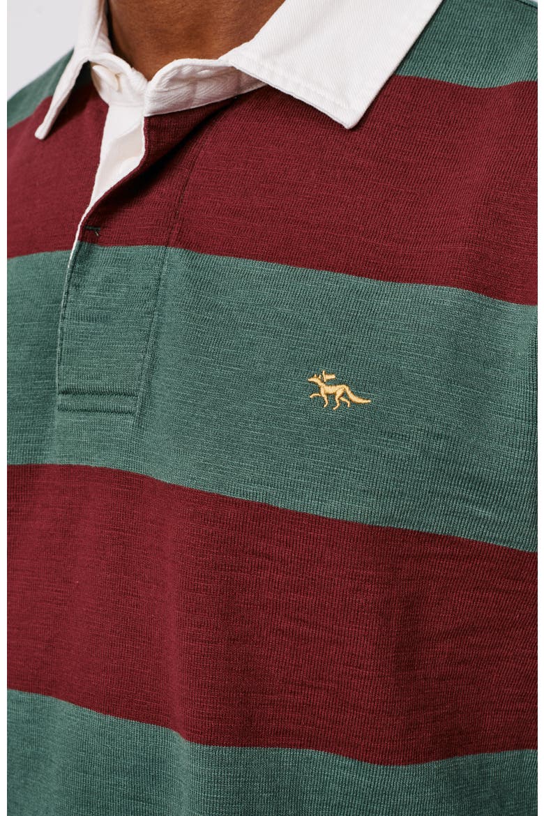 Irnham Long Sleeve Collared Rugby Shirt, Alternate, color, Forest/Burgundy Stripe