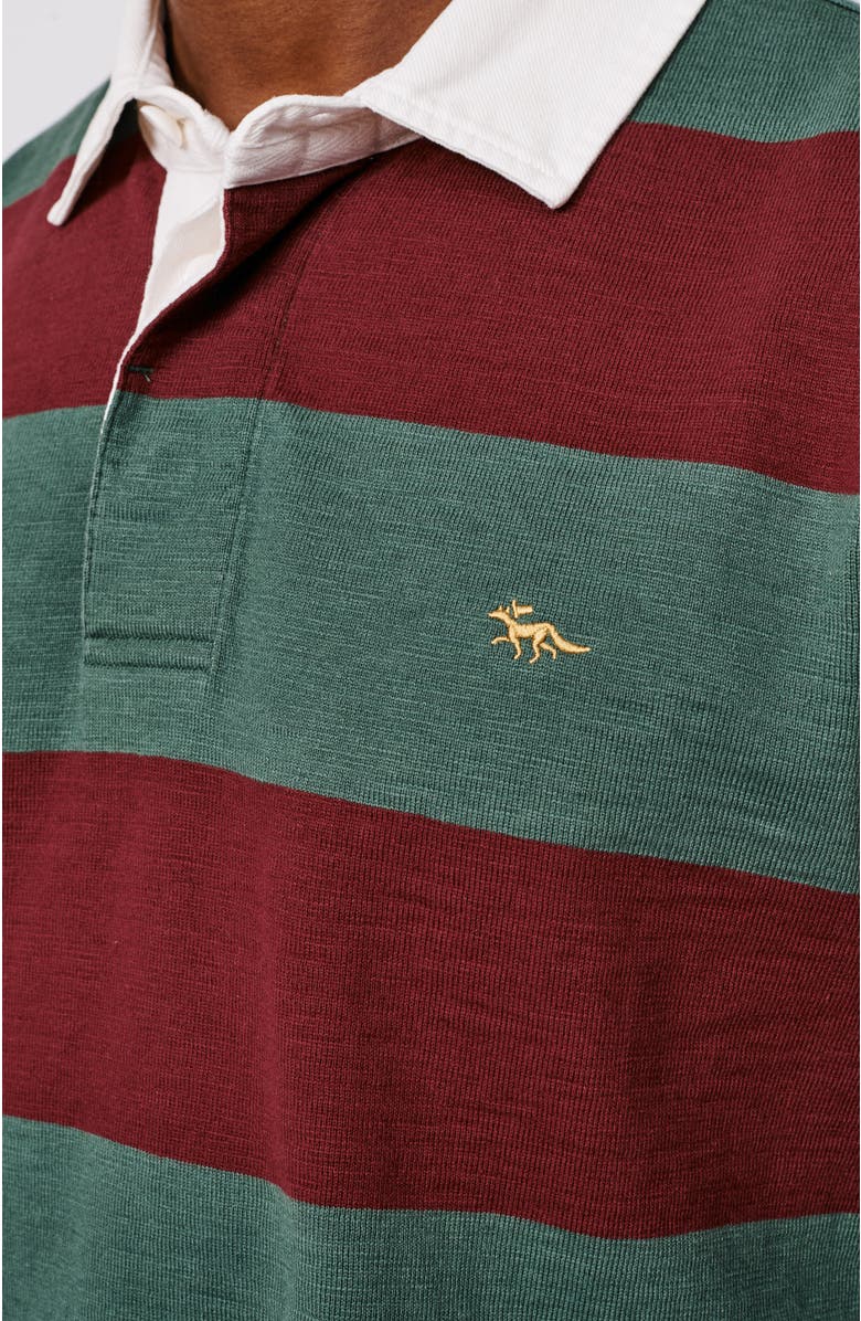 Aubin Irnham Long Sleeve Collared Rugby Shirt, Alternate, color, Forest/Burgundy Stripe