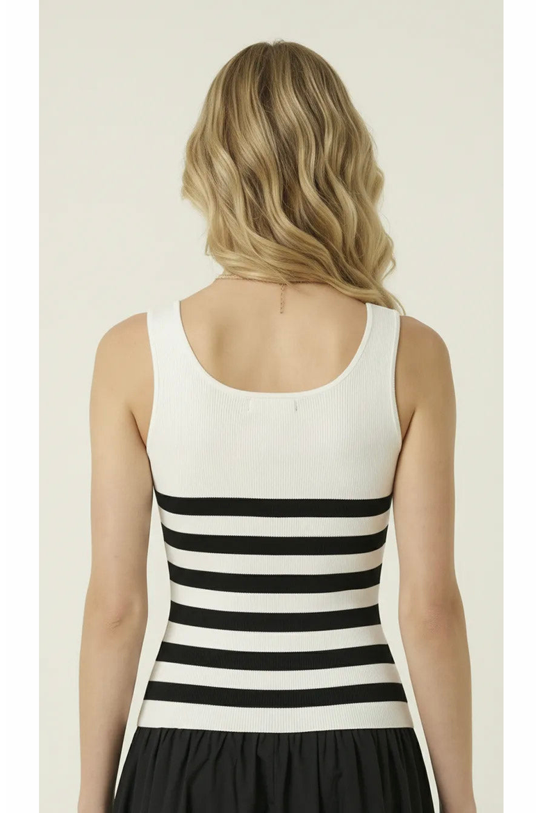 Striped Knit Tank Contrast Dress, Alternate, color, Black / White Stripes